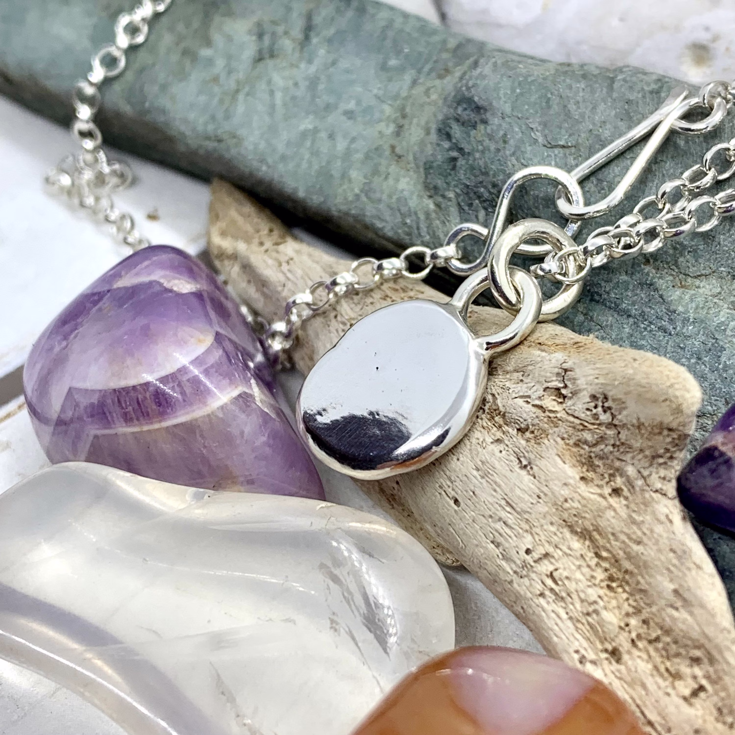 Organic Molten Silver Pebble Necklace. 3G Melted Recycled Nugget Pendant. Perfect For Layering. Minimalist Jewellery, Rustic