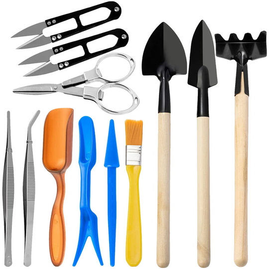 12PCS Garden Planting Tool Set Bonsai Succulent Transplanting Miniature Fairy Mini Garden Planting Gardening Hand Tools for Home Office