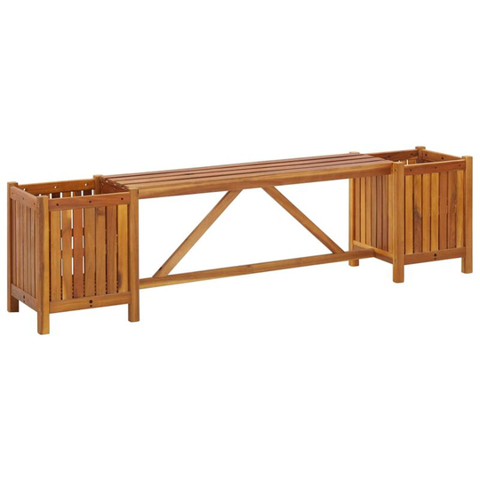 Garden Bench with 2 Planters 150x30x40 cm Solid Acacia Wood - Brown