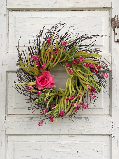 Shabby Chic Summer Wreath, Indoor Wreath Decor, Powder Room Whimsical Decor, Spring