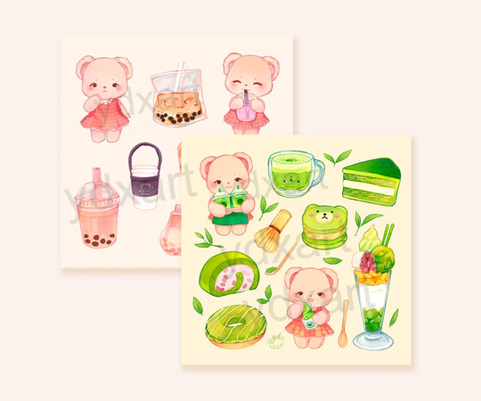 Cute Bear Prints | Matcha, Room Decor, Latte, Boba, Bubble Tea, Bbt