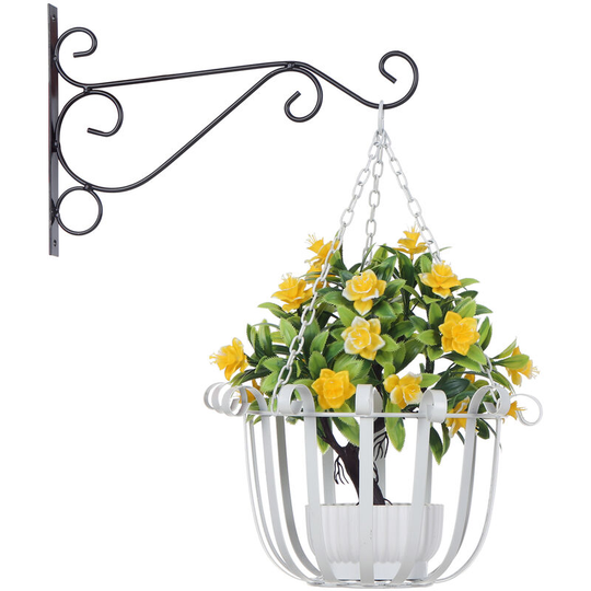 Hanging Planter Basket Flower Pot Holder Round Iron Hanging Planter Pot Basket Floating Wall Hanging Planter Vase Container for Indoor/Outdoor Garden