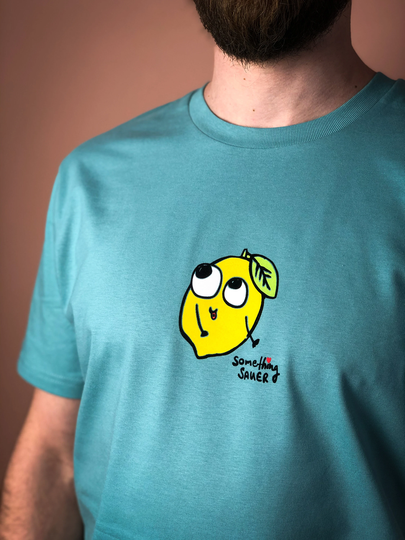 Lemon Mens T-Shirt Organic Tee For Men Something Sauer Printed Graphic Fun Shirt | + Color Options