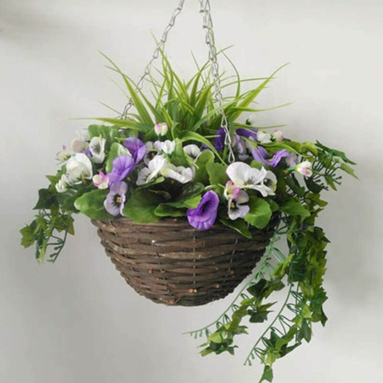 Monly - 2pcs Rattan Hanging Basket Plants Herbarium Hanging Planters Outdoor Indoor Plants Hanging Flower Pots Woven Straw Planter Ceiling Flower