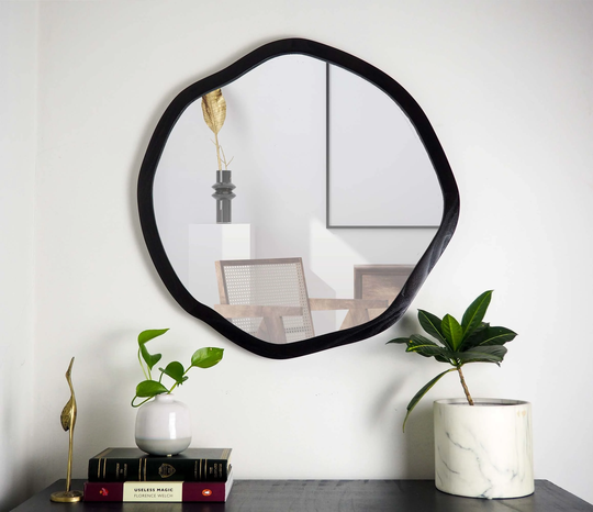 Round Mirror, Asymmetric Organic Wall Funky Housewarming Gift