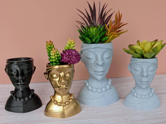 African Women Face Planter - Head Plant Pot Home Decor Vase Indoor Flower Arrangement 3D Printed Eco Friendly