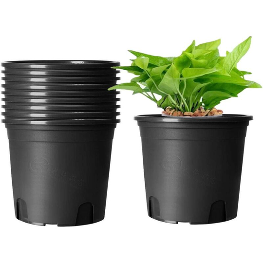 10 Pack Plastic Flower Pots, 16cm Thick Flower Pots, Indoor Gardening Pot (Black)