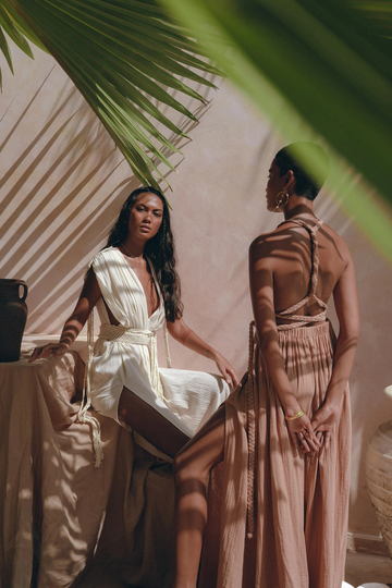 Dusty Pink Bridesmaid Dress Greek Goddess Bohemian Cocktail Party Sustainable Boho Dresses For Women Organic Beach