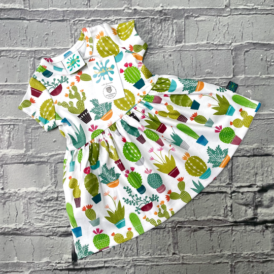 Ready To Ship Organic Cacti Dress, Baby Girls Organic Cactus, Maggie Magoo, 0-3M 10 Years