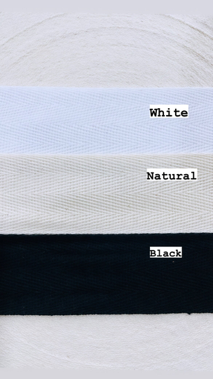 50 Meters 20 Mm , 30 40Mm Organic Black Natural White Herringbone Cotton Flat Tape Soft Herringbone Straps