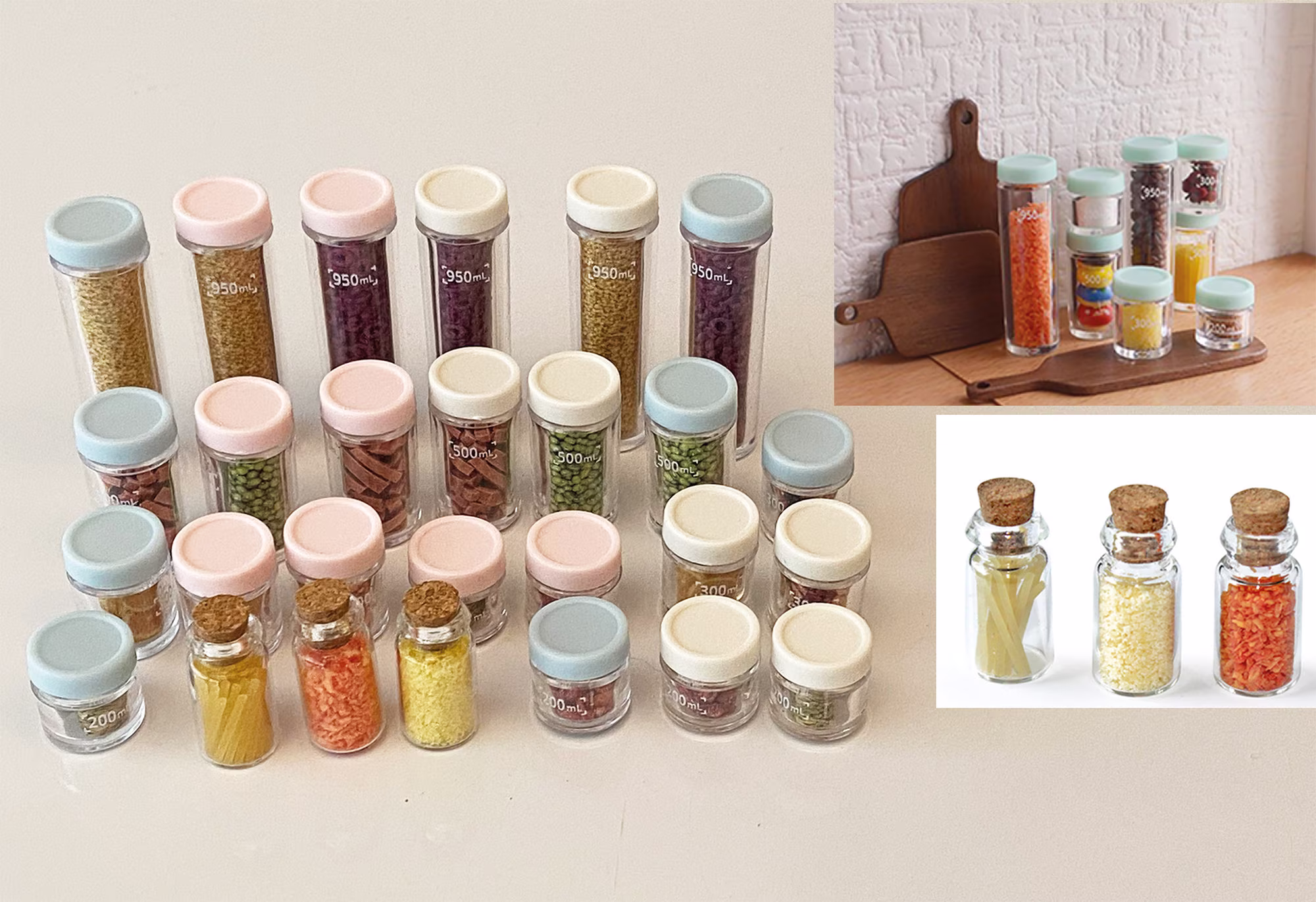 Craftuneed Job Lot 16 Miniature Dollhouse Resin Storage Jar Seasoning Bottle Doll Kitchen Containers Props