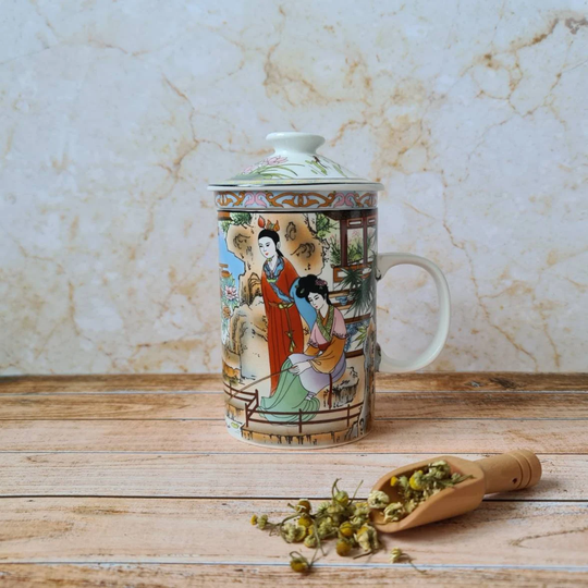 Tea Infuser Mug, Bao Yu & Dai Loose Leaf, Infuser, Holistic, Porcelain, Botanicals, Cup, Gift