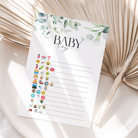 Baby Shower Emoji Game Cards Boho Botanical Green Tea Party New Mum To Be Gender Reveal Games Favours Style2 Kensington