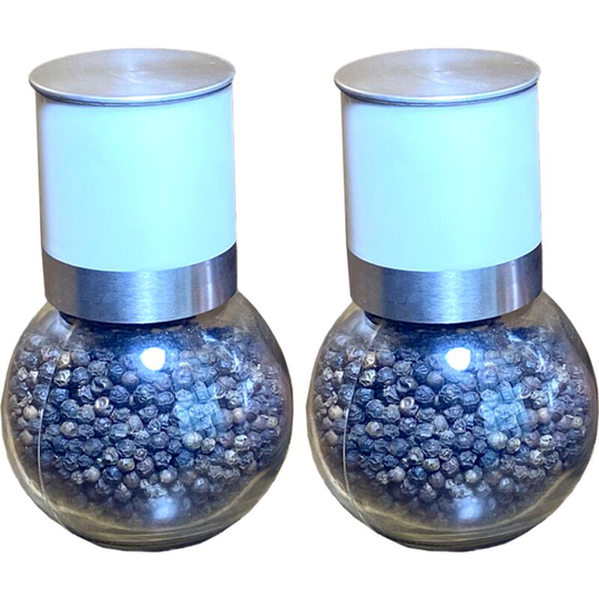 Fvbjd - Compact Salt and Pepper Grinder Set with Adjustable Coarseness - Fully Ceramic White
