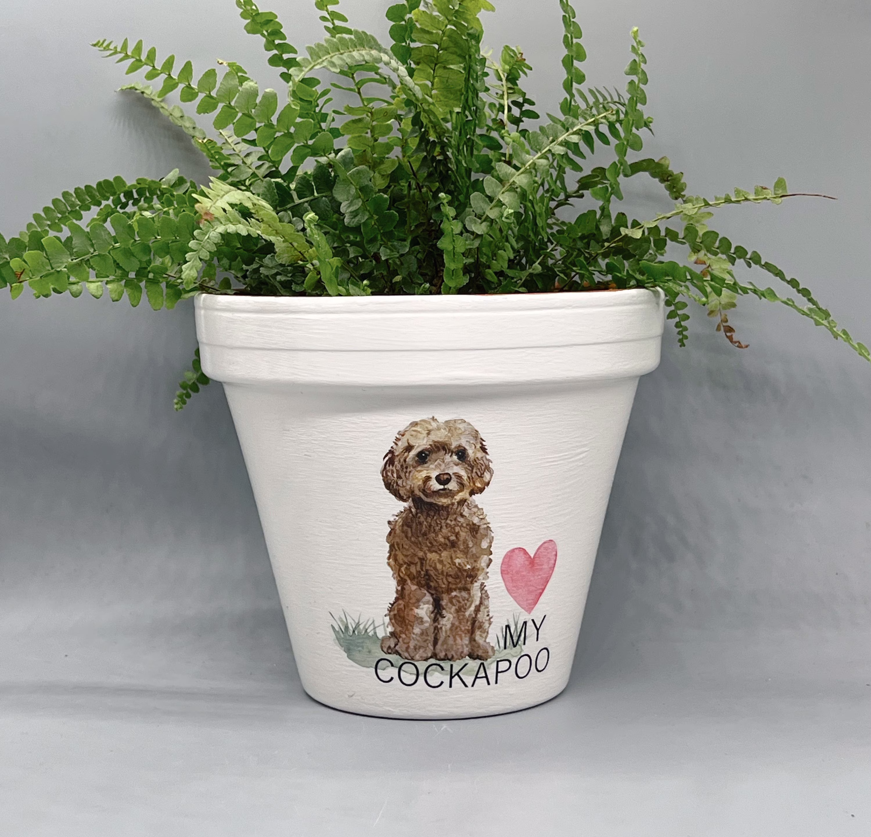 Personalised Brown Cockapoo Dog Plant Pot Gift .dog Memorial Keepsake Flower Planter. Dog Lovers Gift. Birthday Terracotta Pot