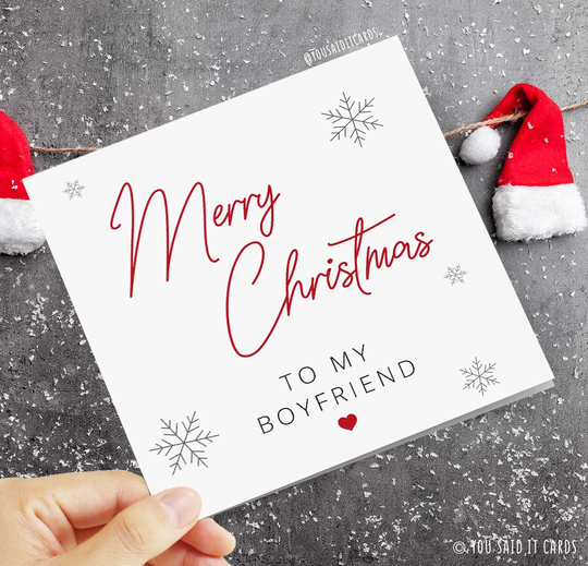 Merry Christmas To My Boyfriend - Card For The Other Half Xmas Him Seasonal Cards Festive Simplistic Nice