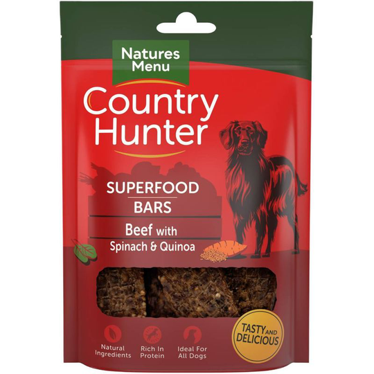 Country Hunter Beef With Spinach & Quinoa Superfood Bars (100g) (May Vary) - May Vary - Natures Menu