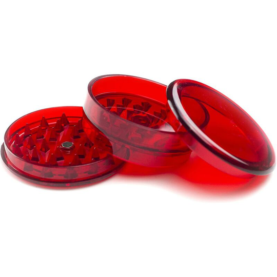 Plastic Herb Magnetic Grinder 3 Part Shark Teeth Assorted Colours (red)1set