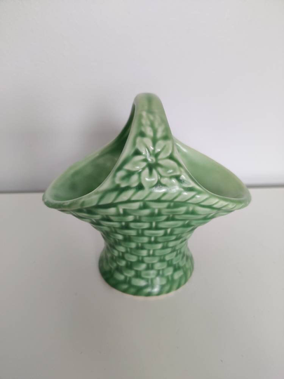 Sylvac Green Basket Planter