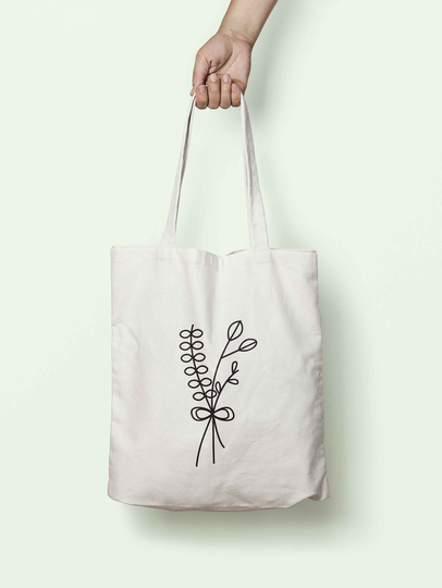 stem Floral Illustration Tote Bag Long Handles S0449