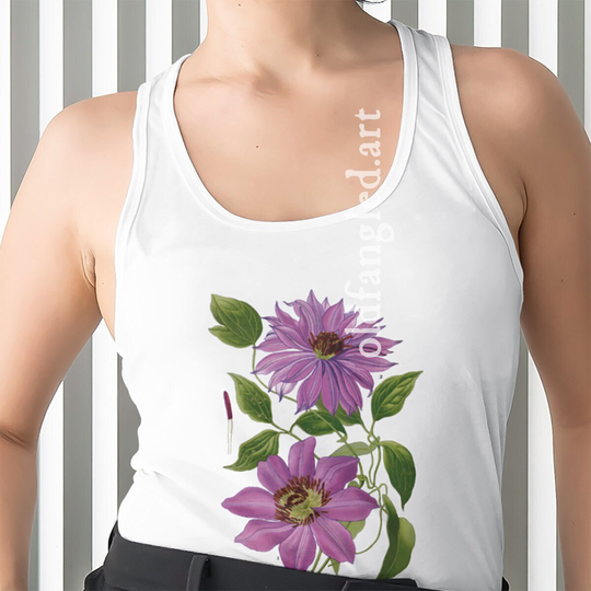 Clematis | 1896 - Organic Ladies Cropped Tank Top, Vintage Style Botany T-Shirt, Art T-Shirt