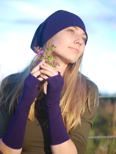 Slouchy Hat - Boho Unisex Beanie Eggplant Organic Clothing Eco Friendly