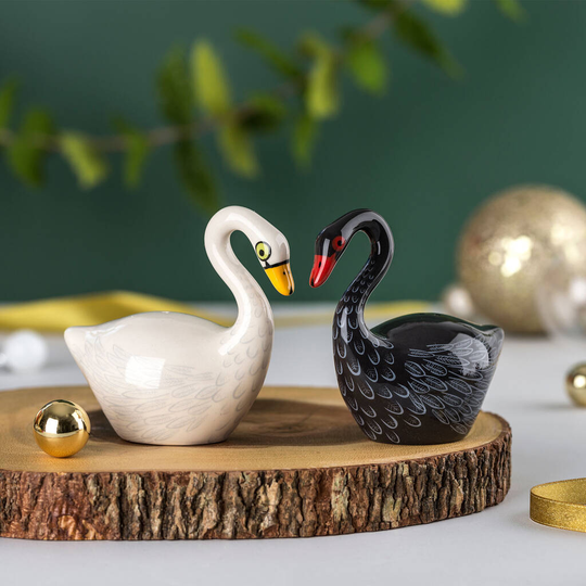 Handmade Ceramic Swan Salt And Pepper Shakers