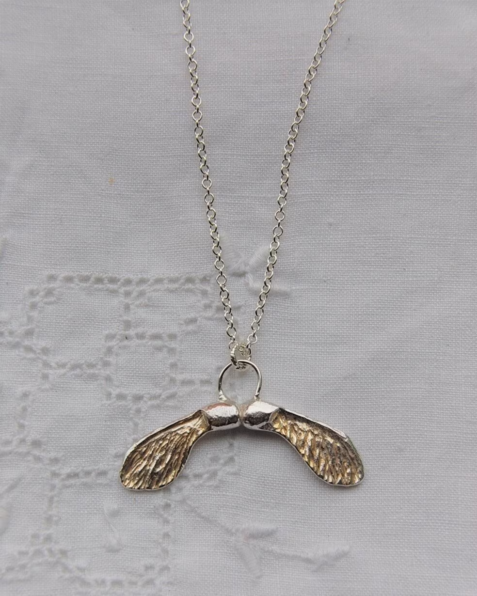 Sycamore Seed Necklace, Helicopter Seed, Sterling Silver, Tree Jewellery