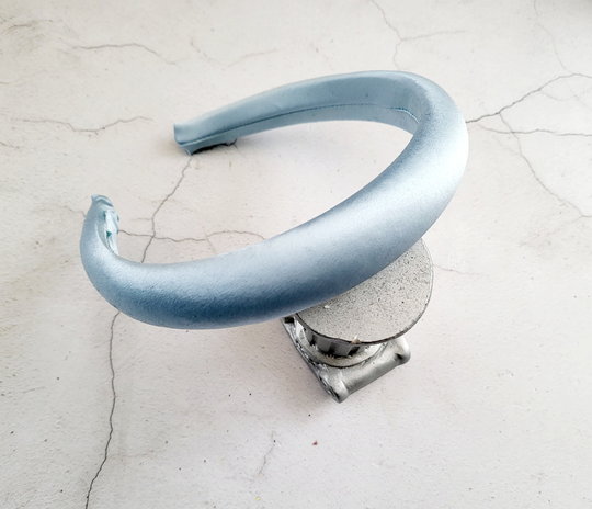 Powder Blue Silk Padded Headband, Duchess Satin 2.5 cms Wide Headpiece