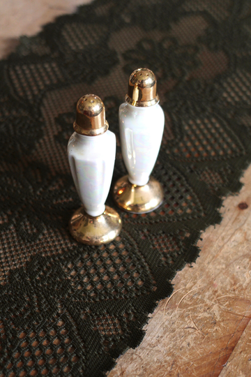Gold & Iridescent Salt Pepper - Gold S&p White Ceramic Rainbow Salt Pepper
