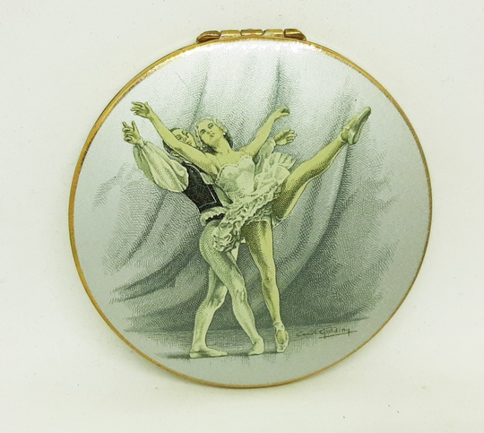 stratton Vintage Powder Compact Ballet Ballerinas Cecil Golding Marquis Open Hand 1950S