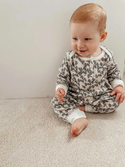 Organic Cotton Sleepsuit in A Beautiful Forest Print