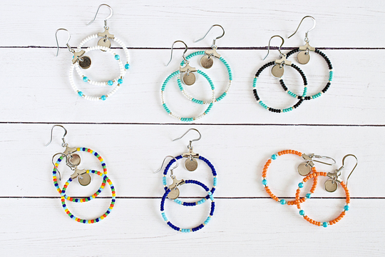 Seed Bead Earring, Beaded Small Hoop Earrings, Circle
