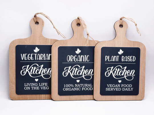 Organic Vegan/Plant Based Vegetarian Kitchen Sign - Chopping Board Decorative Plaque
