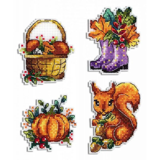 Cross Stitch Kit Seasons. Autumn. Magnets R-580 On Plastic Canvas