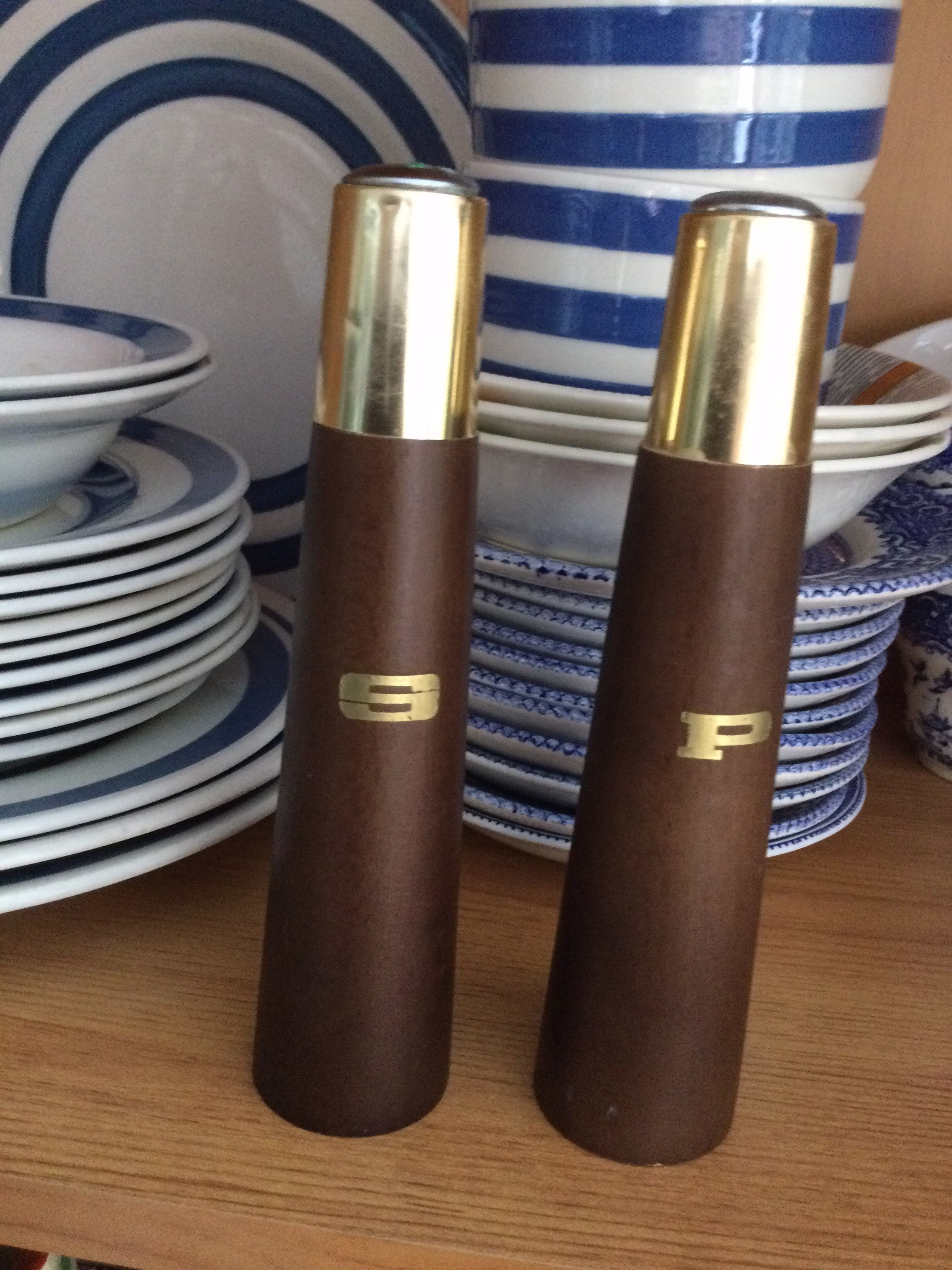 Mid Century Wood Salt & Pepper Pots