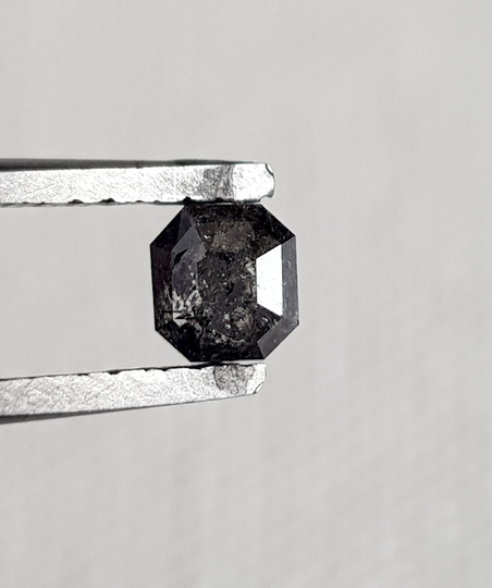 0.42Ctw/4.3mm Clear Black Ascher Cut Shaped Salt & Pepper Rose Loose Diamond, Faceted Diamond For Ring, Dds711/20