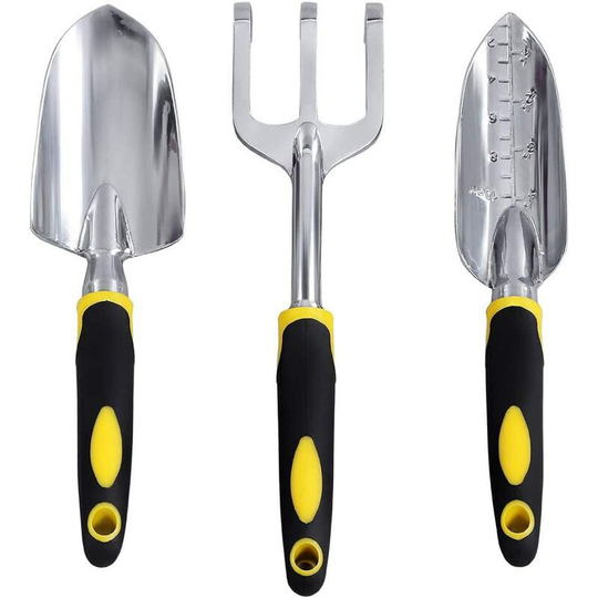 3 Pcs Garden Tool Set Mini Garden Planting Tool Soft Non-Slip Handle Garden Shovel Rake Spade for Randomize Loose Plant Soil