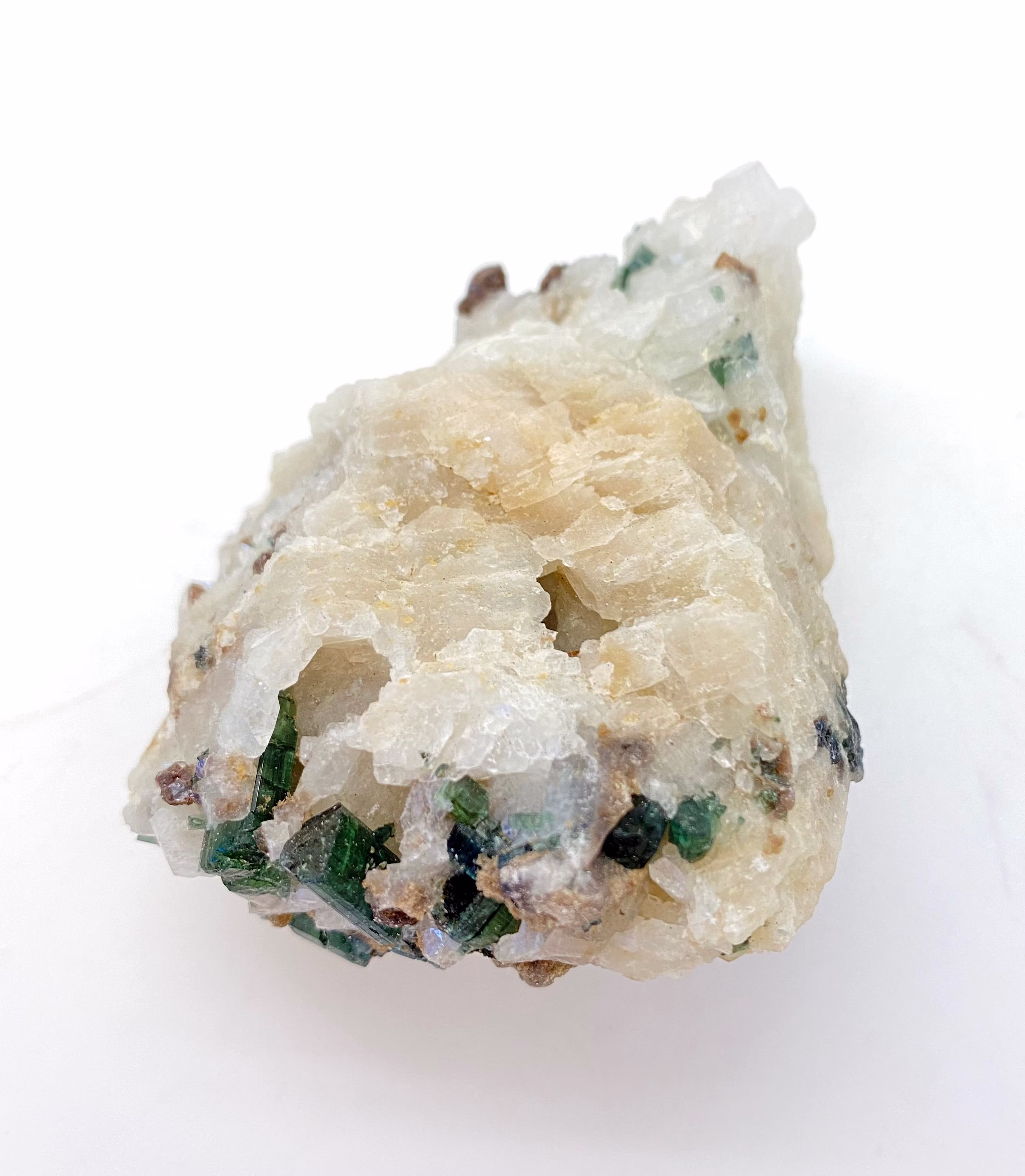 Raw Green Tourmaline Crystal in Raw Quartz Crystal - Green Stone Quartz Stone Matrix Healing Crystals 36