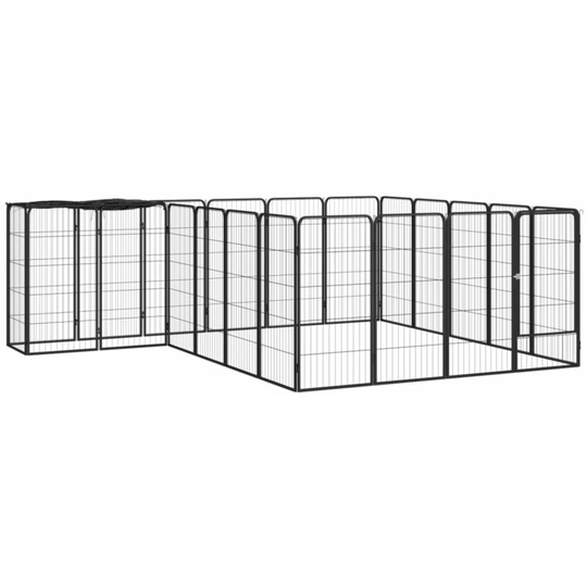 22-Panel Dog Playpen Black 50x100 cm Powder-coated Steel vidaXL - Black