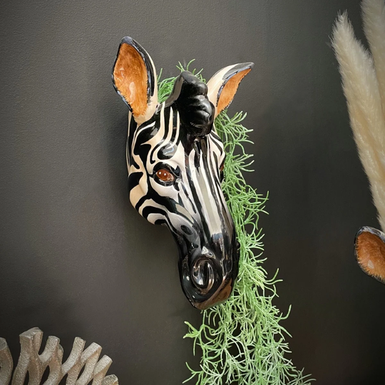 Zebra Head Ceramic Wall Sconce/Freestanding Vase Or Planter