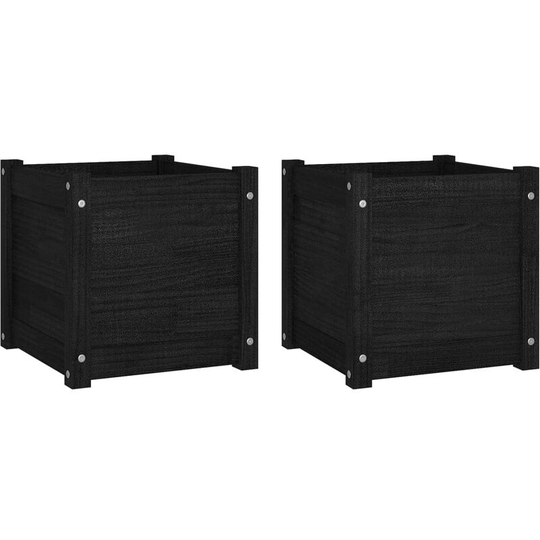 Vidaxl - Garden Planters 2 pcs Black 40x40x40 cm Solid Pinewood Black