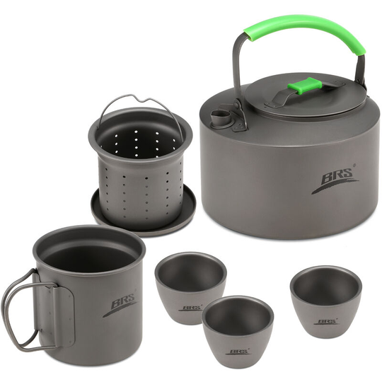 7pcs Titanium Tea Sets 1300ml Kettle Tea Pot 335ml Water Cup Mug with 3 Mini Tea Cups Saucer and Mesh Tea Infuser