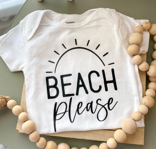 Beach Please Printed Organic Onesie® Bodysuit, Baby's First Vacation Outfit, Bodysuit