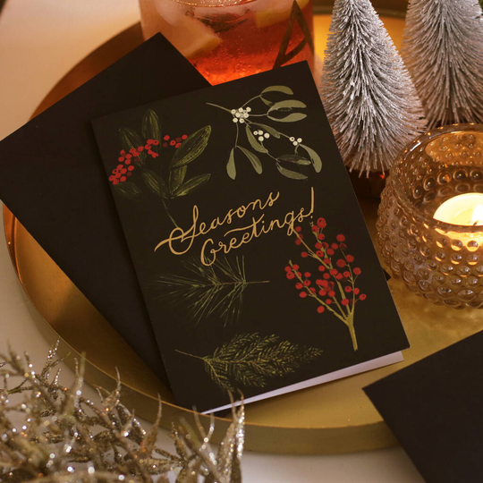 Botanical Foliage Christmas Card 'Seasons Greetings'