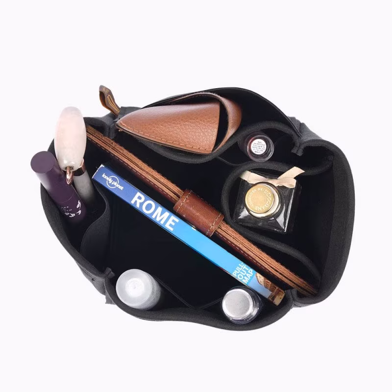 Lock.me Buc.ket Suedette Leather Bag & Purse Organizer in Singular Style Black/Insert For Bucket Liner