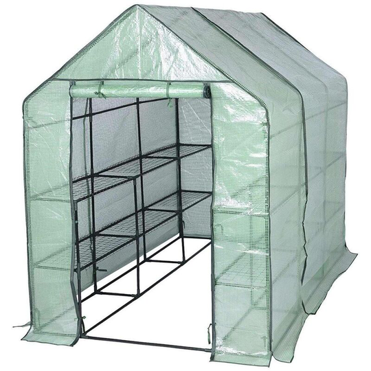 Woltu - Garden Greenhouse Plastic Tomato Greenhouse Vegetable Fruit Flower Plant 143x215x195cm Green - Green