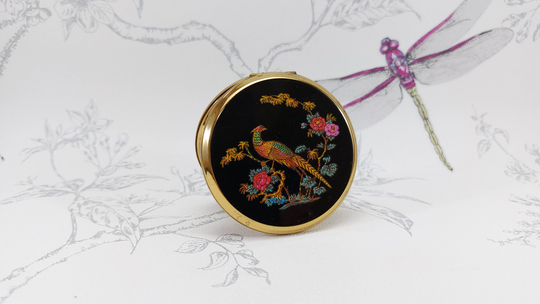 Vintage Stratton Pheasant Powder Compact, Compact Mirror, Pheasant Decoration