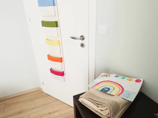 Rainbow Organizer, Canvas Storage, Multicolor Nursery Girl Storage Bag, Fabric Hanging