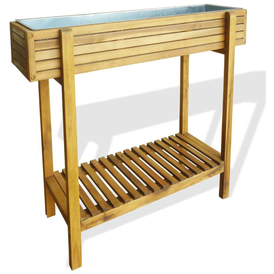 Topdeal Raised Garden Planter Solid Acacia Wood and Zinc VDTD28033